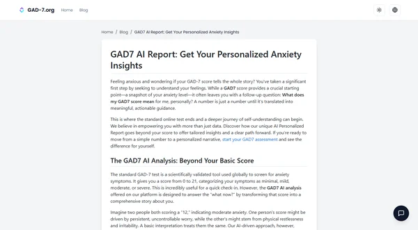 GAD7 AI Report: Get Your Personalized Anxiety Insights