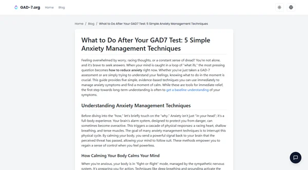 What to Do After Your GAD7 Test: 5 Simple Anxiety Management Techniques