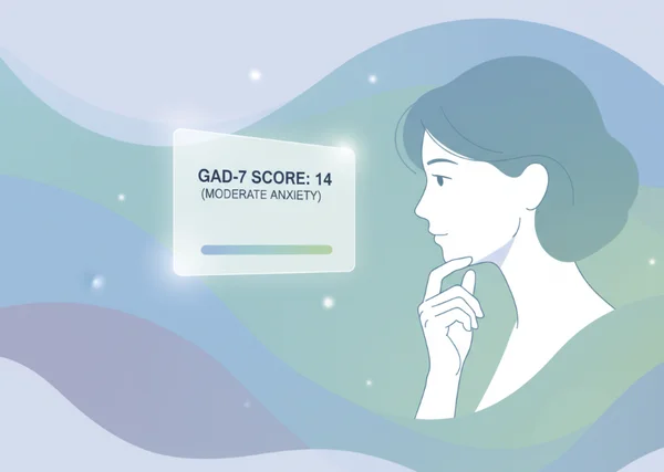 شخص يتأمل في درجة قلق GAD7 الخاصة به