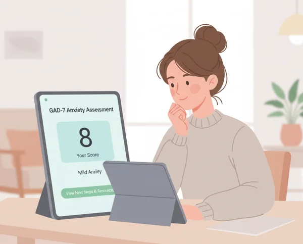 Person reviewing GAD-7 anxiety test results