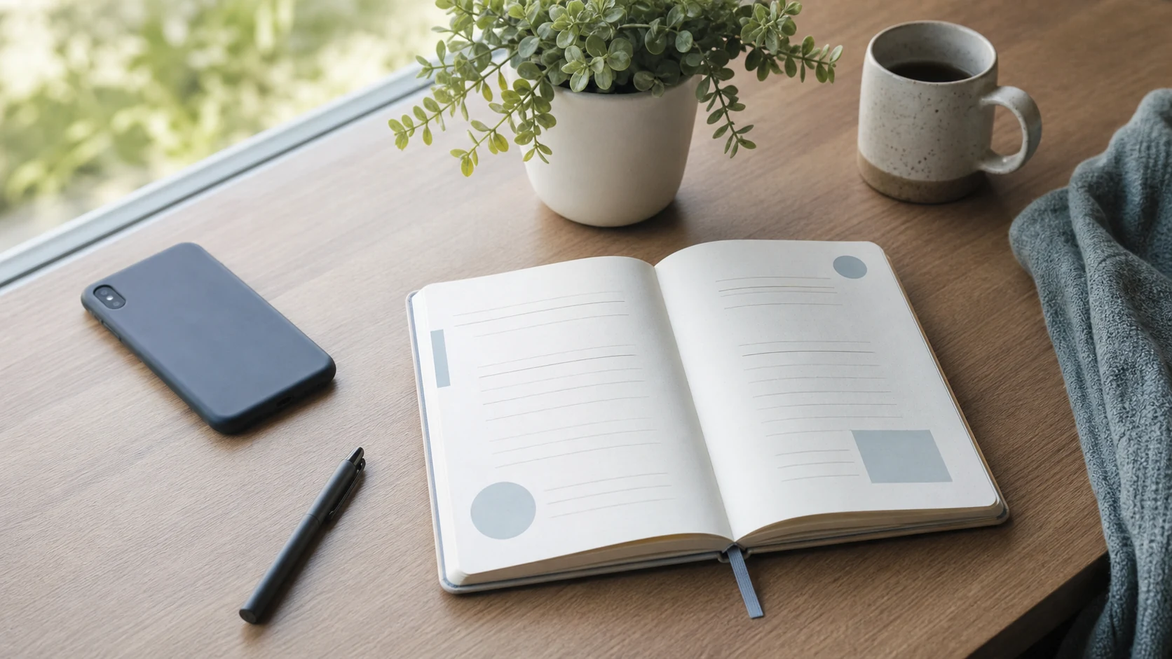Bureau calme avec notes sur l'anxiété