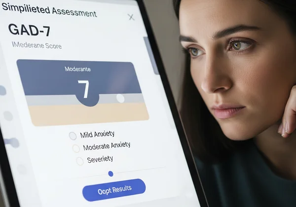 GAD7 불안 평가 결과를 고민하는 사람