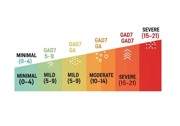 Visual spectrum of GAD7 score ranges and anxiety levels