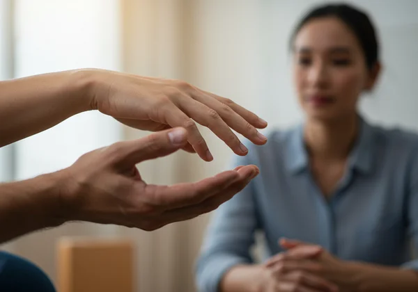 Person reaching out for professional mental health support