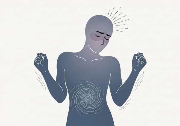 Illustrations of common physical symptoms of GAD.
