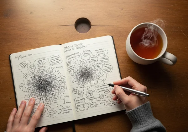 Person writing in a journal to manage anxiety with a brain dump.