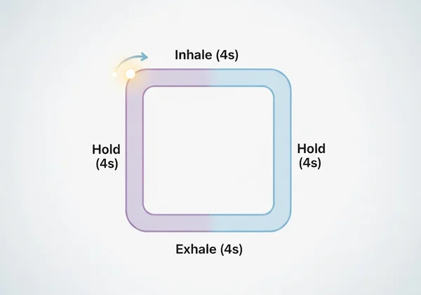 Diagram of the box breathing technique for instant calm.