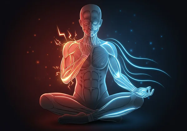 Person practicing progressive muscle relaxation to ease tension.