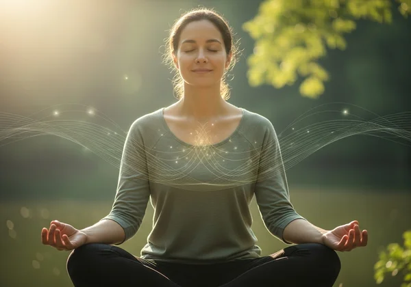 Person practicing deep breathing or mindfulness for anxiety relief